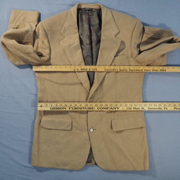 Vintage Bill Blass Blazer Mens 44R Tan Camel Hair USA Preppy Grandpa Paisley - Picture 5 of 11